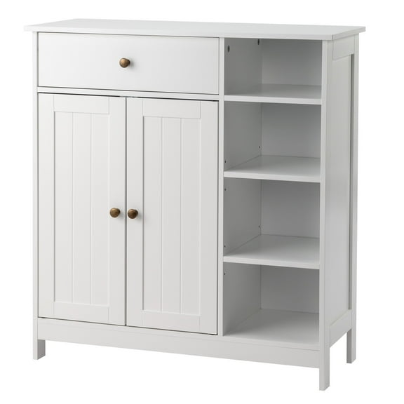 BOBOKY 30.6 Inch Bathroom Storage Cabinet with Doors and Drawer White 3 Tier Organizer Water Resistant for Bathroom Vanity.