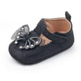 thumbnail image 6 of Baby Mary Jane Flats for Little Girls with Bowknot Cotton Anti Skid Sole Infant First Walker Princess Dress Crib Wedding Shoes Footwear (0-3 Months, Black), 6 of 8