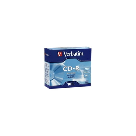 UPC: 0023942949350 | Verbatim 700MB 52X Branded 10 Packs Slim Case Disc Model 94935 – Retail