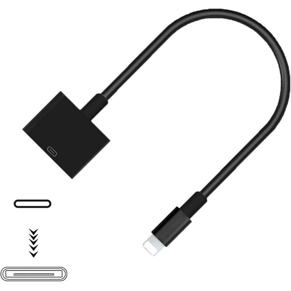 LAICAIW Lightning to 30-Pin Adapter, MFi Certified 8-Pin Male to 30 Pin Female Output Cable Converter Charging Cord Connector Compatible iPhone 12/11/X/8/7/6/5/iPad/iPod Black (No Audio)