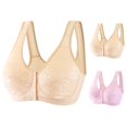 thumbnail image 1 of Mgaxyff Women Front Clasp Cotton Thin Bralette Large Size Big Cup Wireless Sleep Bra, Large Size Bra, Women Bralette, 1 of 3