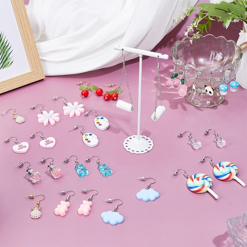 Colorful Acrylic Earing Hooks Cute Summer Earrings Lollipop Flower Ear for Women Funny Drop Dangle Earring Blue Bear Cloud Ears Hooks for Women Summer Gifts Colorful
