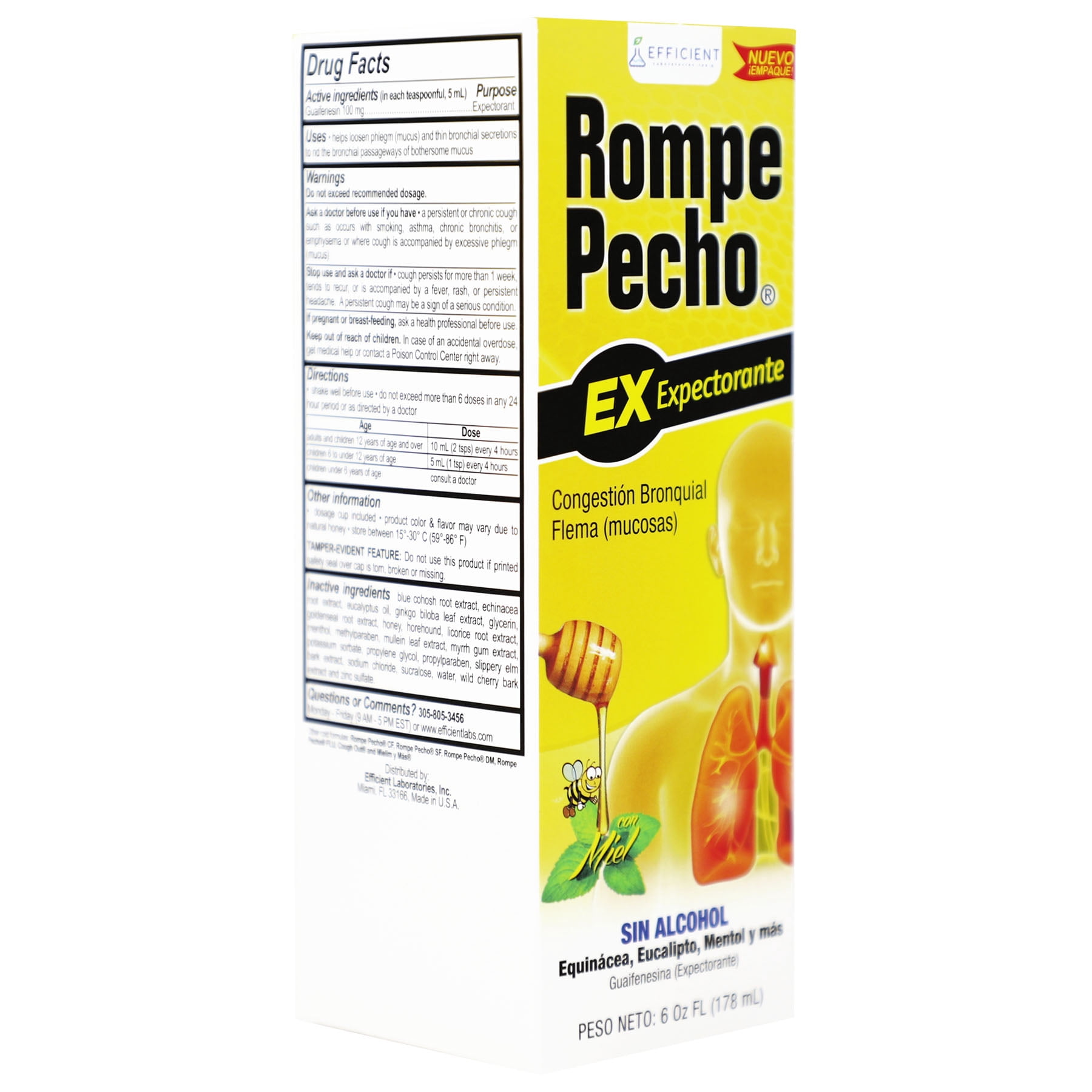 Rompe Pecho EX (Expectorant) 6oz - Cold & Cough Syrup