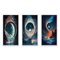 thumbnail image 2 of Designart "Inspiring Moonlight Outer Space III" Space Landscapes Framed Wall Art Set Of 3 - Orange Space Landscapes Frame Gallery Set For Office Decor, 2 of 6