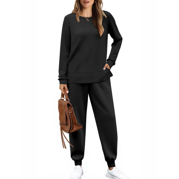 UVN Womens Fall Jogger Suit 2 Piece Set Long Sleeve Pullover Long Sweatpants with Pockets Ladies Sweatsuits Casual Lounge Set