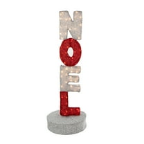 Northlight 39" Lighted Red and Silver Noel Outdoor Christmas Sign Decoration