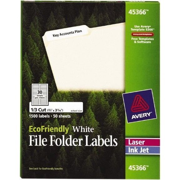 Avery 21/32" x 3-7/16" White Paper Multi-Purpose Label MPN:45366