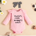 thumbnail image 6 of Curuila Newborn Girls Two Piece Set Long Sleeve Crew Neck Letter Print Romper Long Pants Fashion 3Pcs Outfits Set With Headbands Pink Size 12-18 Months, 6 of 8