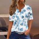 thumbnail image 1 of Fiudx Camisetas para Mujer Blusa de Manga Corta Estampada a La Moda para Mujer, Blusas Informales con Cuello En V, 1 of 5