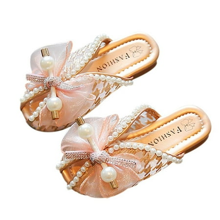 

Shoes Kids Baby Girls Pearl Crystal Bling Bowknot Single Princess Shoes Sandals Casual Baby Shoes