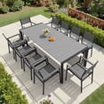 thumbnail image 5 of Crestlive Products 11-Piece Outdoor Dining Table Set for 10,Aluminum Patio Table and Chairs with Umbrella Hole, Dark Gray, 5 of 9