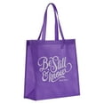 thumbnail image 3 of Christian Art Gifts Women's Reusable Fashion Shopping Tote Bag: Be Still & Know - Psalm 46:10 Inspirational Cute Durable Collapsible Bible Verse Handbag for Groceries, Travel, Books, Supplies, Purple, 3 of 3