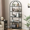 thumbnail image 1 of Bookcase 5-Tier Arched Metal Bookshelf – Tall Open Storage Rack for Bedroom, Living Room, Home and Office, 1 of 8