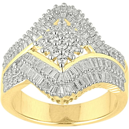 1 Carat T.W. Round and Baguette Diamond 10kt Yellow Gold Right-Hand Ring