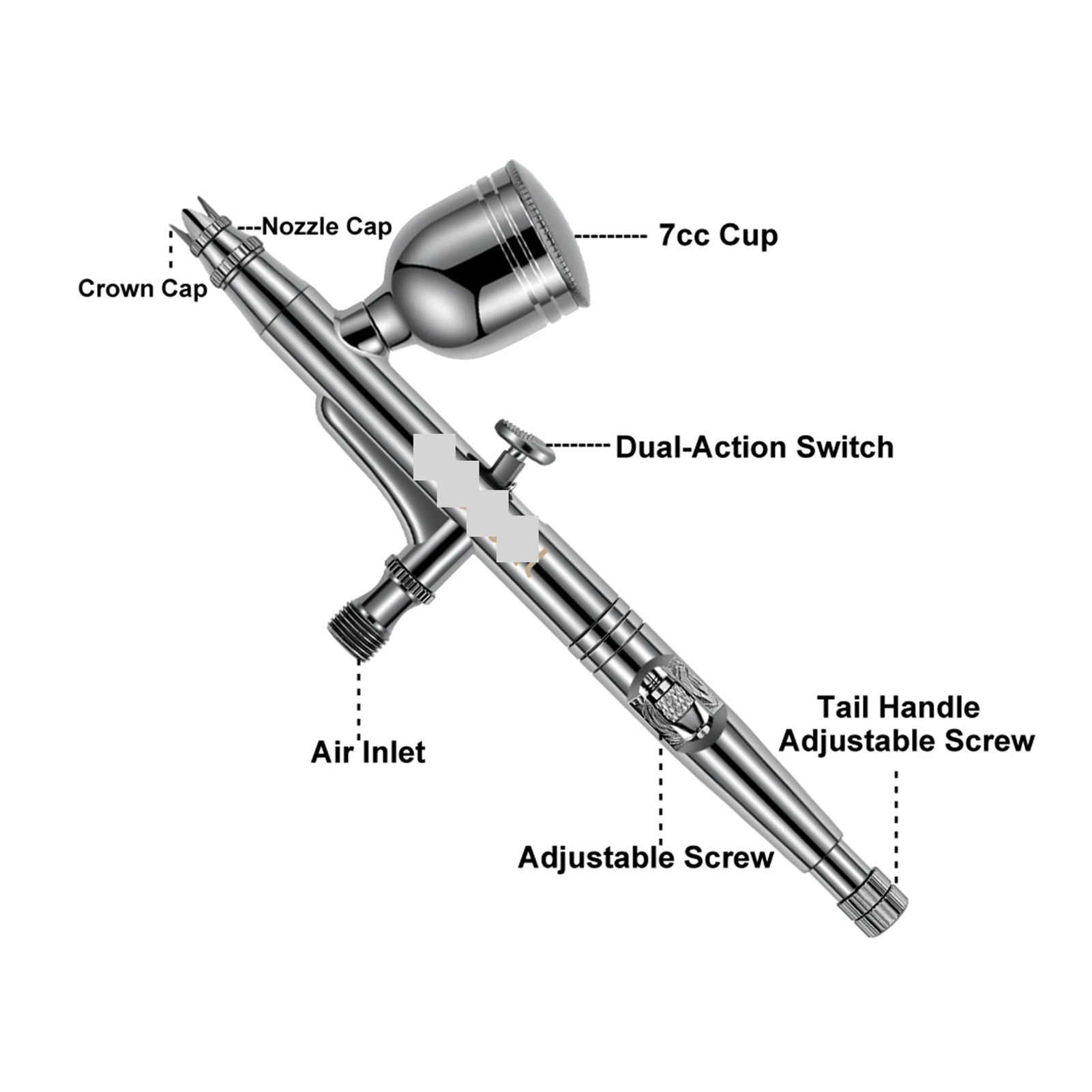 Gravity Dual-Action Airbrush 0.3mm 7cc Black Color Spray Gun For Art Craft Model ,Versatile applications