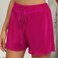 thumbnail image 4 of Flowy Shorts for Women Trendy Casual Summer Drawstring Elastic Waist Pleated Short Pants Sleep Pajama Shorts (XS, Hot Pink), 4 of 6