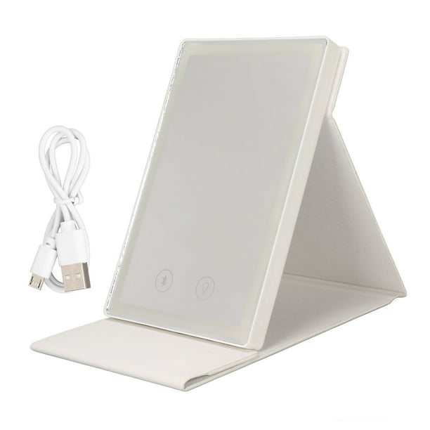 Espejo de maquillaje plegable de mesa con luces, espejo de maquillaje iluminado para viaje, espejo cosmético con atenuación continua, espejo de maquillaje iluminado para viaje, tecnología innovadora