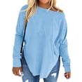 thumbnail image 2 of Plus Size Women Solid Color Long Sleeved Off Shoulder Casual Irregular Hem Shirt Tops, 2 of 6