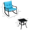 thumbnail image 3 of Outsunny 3 Pieces Patio Wicker Rocking Chairs Table Set, Outdoor PE Rattan Furniture with 2 Rockers & 1 Coffee Table w/ Padded Cushions for Deck, Backyard, Garden, Blue, 3 of 10