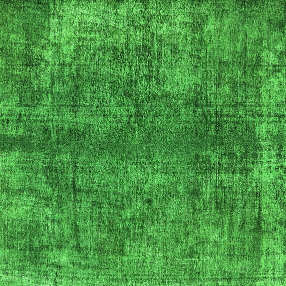 Ahgly Company Indoor Square Oriental Green Industrial Area Rugs, 7' Square