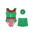 thumbnail image 3 of TTAO Christmas Gymnastics Leotards for Girls Dance Ballet Outfits Tumbling Biketard with Shorts and Hairband Set Green 8, 3 of 5