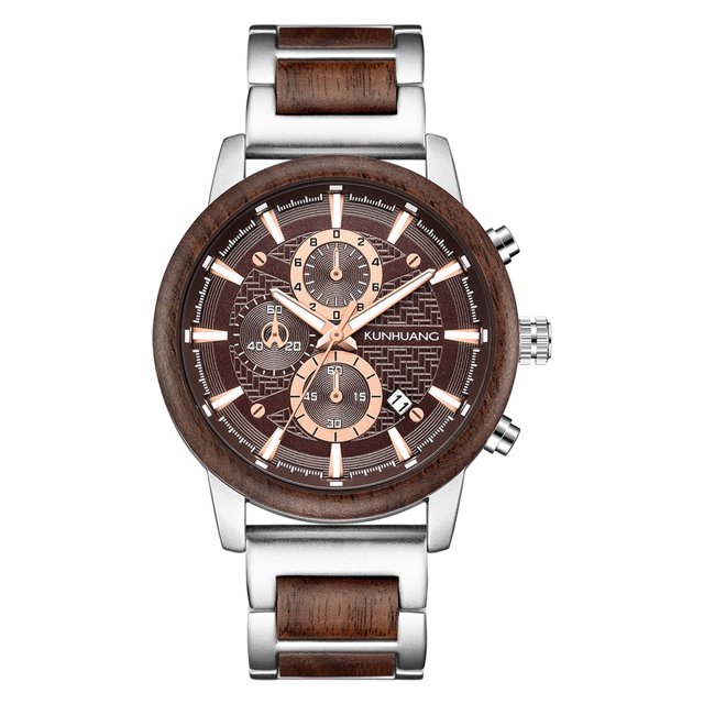 Reloj Deportivo De Madera Para Hombre, Reloj De Moda Multifuncional Con Pantalla De Calendario, Relojes Sencillos De Negocios Monstrate AP004882-02