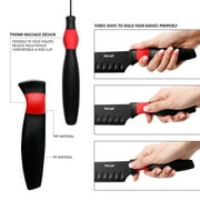 Hecef 8-Piece Knife Set with 2 Cutting Boards,Blade Sheaths, Massage Handle and Built-in Sharpener