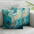 thumbnail image 3 of MLJA Marble Throw Pillow Covers Ocean Art Square Pillowcase Home Decor for Sofa Bedroom Car The Ripples of Agate with Blue Paint and Gold Decorative Cushion Case, 3 of 5