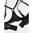 thumbnail image 5 of Women Hollow Out Cupless Bra Underwire Floral Lace Mesh Sheer Bra, 5 of 5