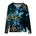 thumbnail image 4 of Camisas Para Mujer Camisetas de Gran Tamaño Manga Larga Moda Casual Cuello en V Cómodo Impreso Top Camiseta Blusa Odeerbi ODB135498, 4 of 4