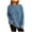 Blue, variant on Women's Knitting Hooded Sweater Casual Long Sleeve Drawstring Loose Blouse Comfy Solid Color Pullover Tops