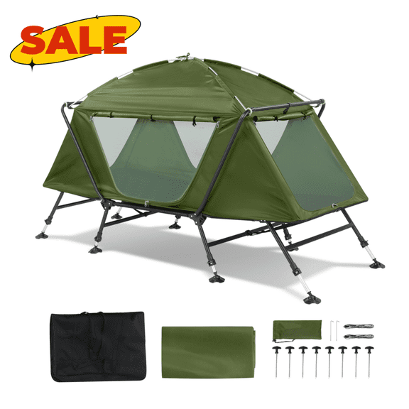 Hassch 1 Person Tent Cot, Folding Camping Cot with Carrying Bag, Lightweight Hiking Tent for Hiking, Backpacking, Green