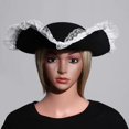 thumbnail image 5 of Slccxzc Vintage Lace Edge Wide Brim Pirate Hat for Halloween Party Decors, 5 of 7