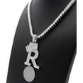 thumbnail image 4 of Iced Silver Plated Cubic Zirconia Alphabet Initial Letter R Pendant & 4mm 20" Bling Tennis Brass Chain Luxury Necklace, 4 of 4