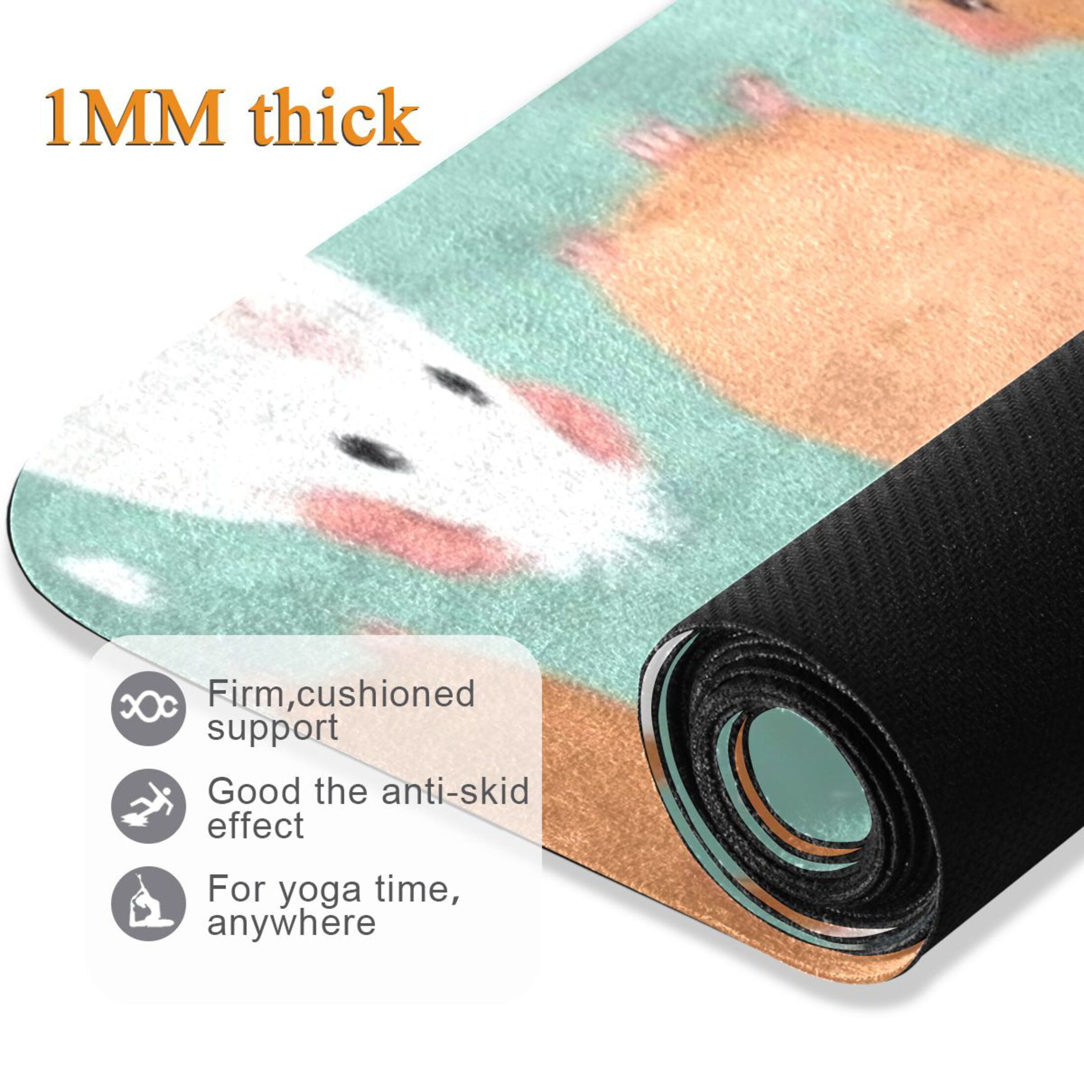 BZSMCE Yoga Mat Women Fitness Mat Pink Heart Guinea Pattern