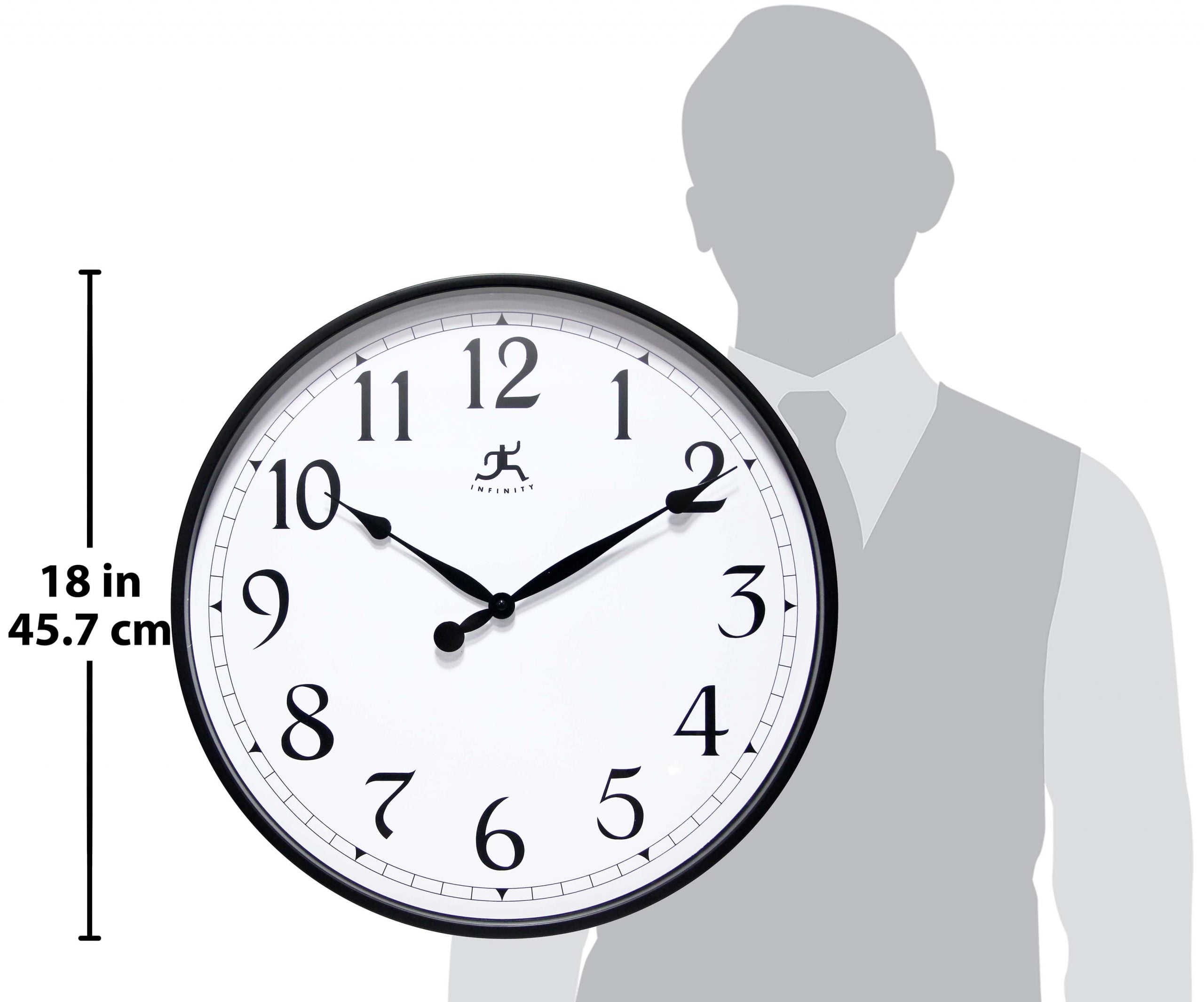Infinity Instruments 18-inch Black Office Transitional Analog Display Wall Clock
