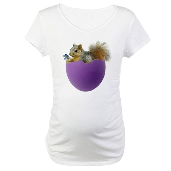 CafePress - Squirrel In Purple Eggshell Maternity T Shirt - Cotton Maternity T-shirt, Cute & Funny Pregnancy Tee