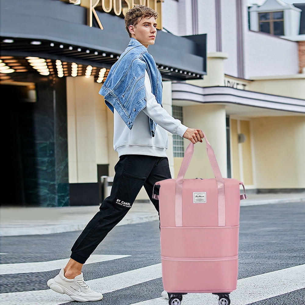 Rolling Duffle Bag, Expandable and Foldable Travel Bag for Weekend Trips and Carry-on Luggage