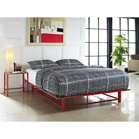 Platform Bed Frames Metal parsons queen metal ledge platform bed, red - walmart Platform Bed Frames Metal parsons queen metal ledge platform bed, red - walmart