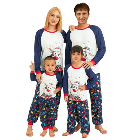 

Christmas Family Pajamas Holiday Christma Pajama Family Matching Pjs Set Cute Sleepwear Deer Xmas Jammies for Couples Youth