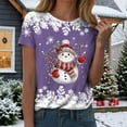 thumbnail image 4 of larppty Christmas Shirts Women Snowflake Snowman Christmas Tshirt Funny Merry Xmas Graphic Tee Tops (Purple, L), 4 of 9