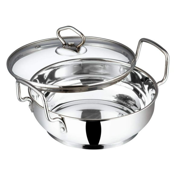 Vinod cookware Stainless Steel Kadai with Lid 37 Liters, IKD 26