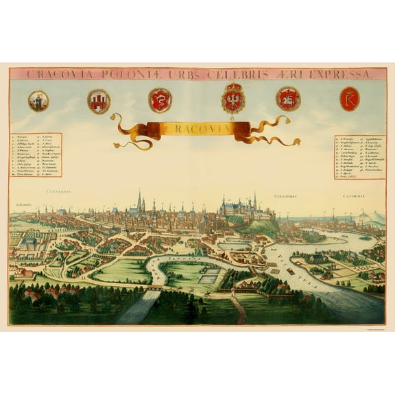 Historic Map - Krakow Poland - Jansson 1687 - Vintage Wall Art