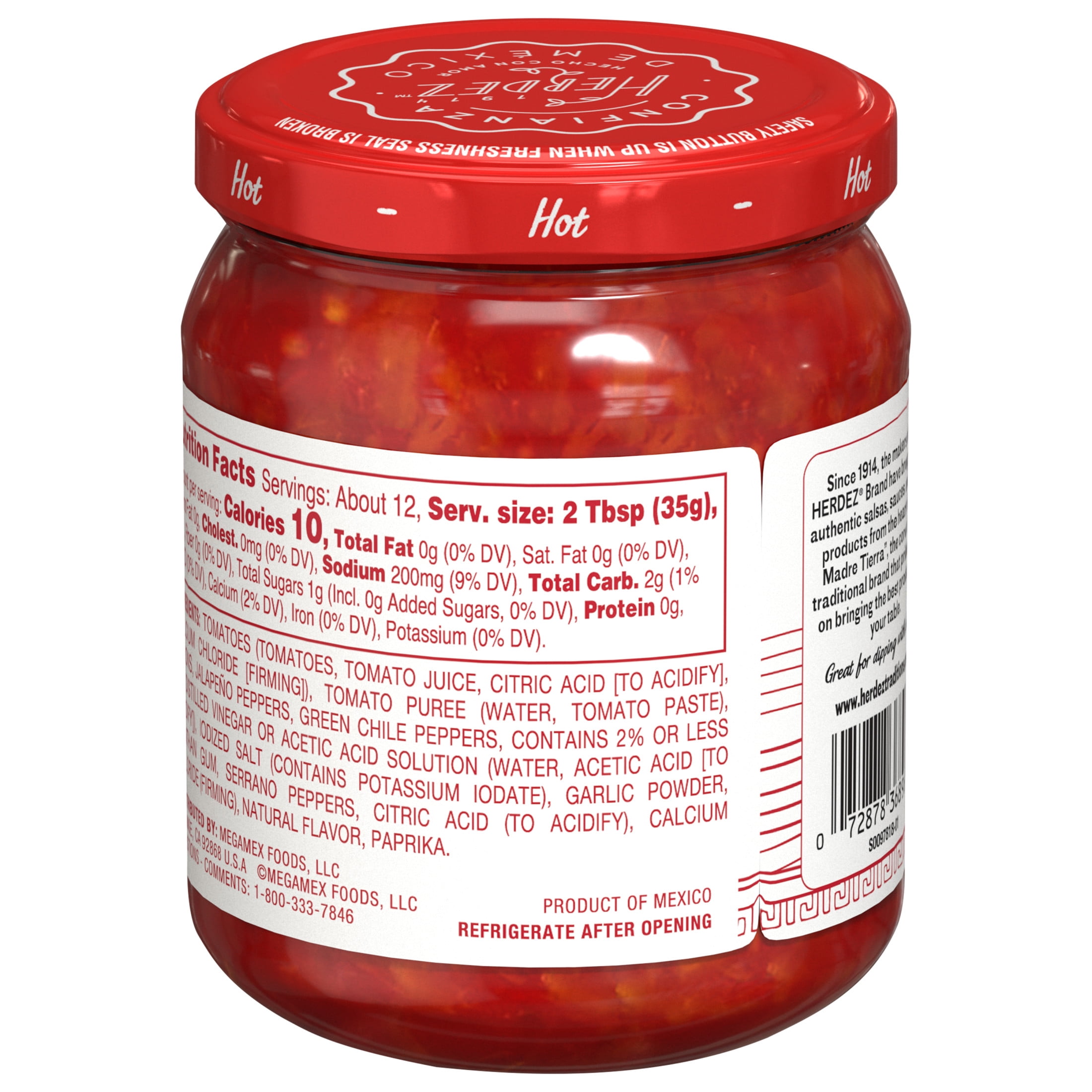 (3 pack) HERDEZ Chunky Salsa Hot, Tortilla Chip Dip, Shelf Stable, 15 oz  Glass Jar