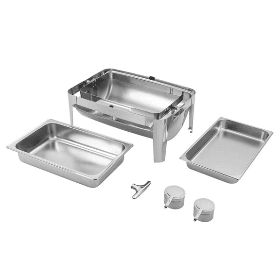 9.5QT Roll Top Chafing Dish Buffet Pan Chafer Set Stainless Steel Rectangular