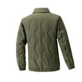 thumbnail image 3 of ohmzyzo Mens Thickened Coats Zip Long Sleeve Bomber Jackets Casual Lapel Thermal Solid Color Coats Fall Winter Outdoor Hoodless Outerwear Army Green M, 3 of 3