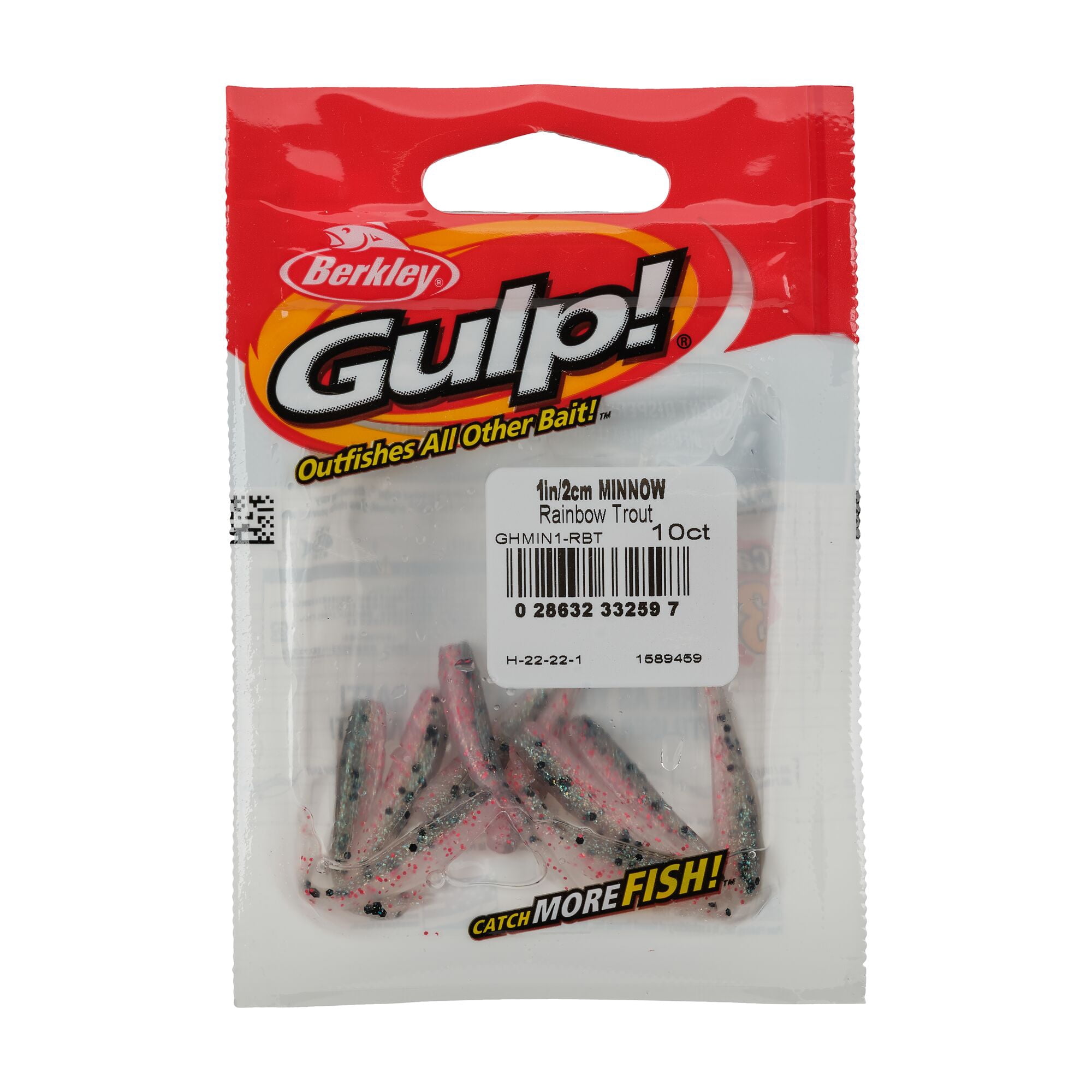 Berkley Gulp!® Minnow, 1 in, Minnows, Rainbow Trout (10 Count)