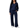 thumbnail image 2 of 2 Piece Sets for Women Fall Outfits Loose Sweatshirt Wide Leg Sweatpants Matching Set Tracksuit Long Sleeve Half Zip Sweatsuit Matching Set, 2 of 3
