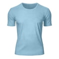 thumbnail image 5 of HAOTAGS Men’s Athletic T-Shirt Breathable Mesh Short Sleeve Running Shirts Moisture-Wicking Lightweight, with Pocket Crew Neck Tops Sky Blue Size S, 5 of 10