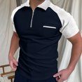 thumbnail image 1 of Plaid Polo camisa de los hombres Casual de talla grande manga corta Top foto Color S Eccomum PLS-8 Azul marino con Blanco XL, 1 of 3